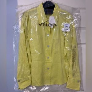 NWT VINCE yellow button up blouse size 14